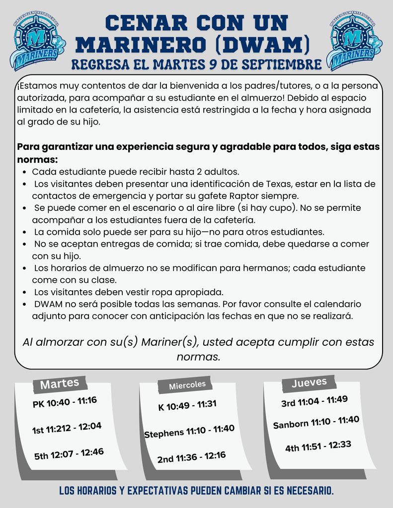 Dine With a Mariner Information