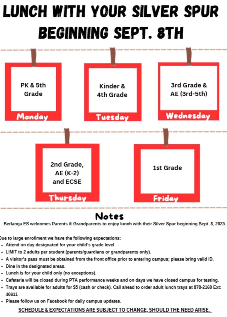 SCHEDULE- Lunch with your Silver Spur