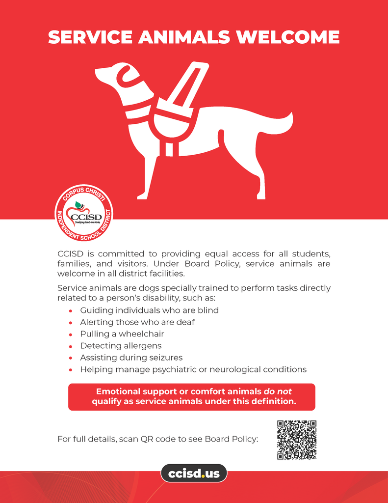 SERVICE ANIMALS ANNOUNCEMENT