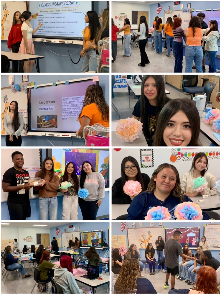 Students in class working on group activities, icebreakers, and crafts, smiling and engaged in a fun, collaborative atmosphere. 