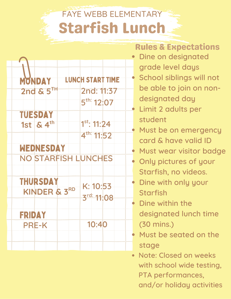 Lunch Schedule 