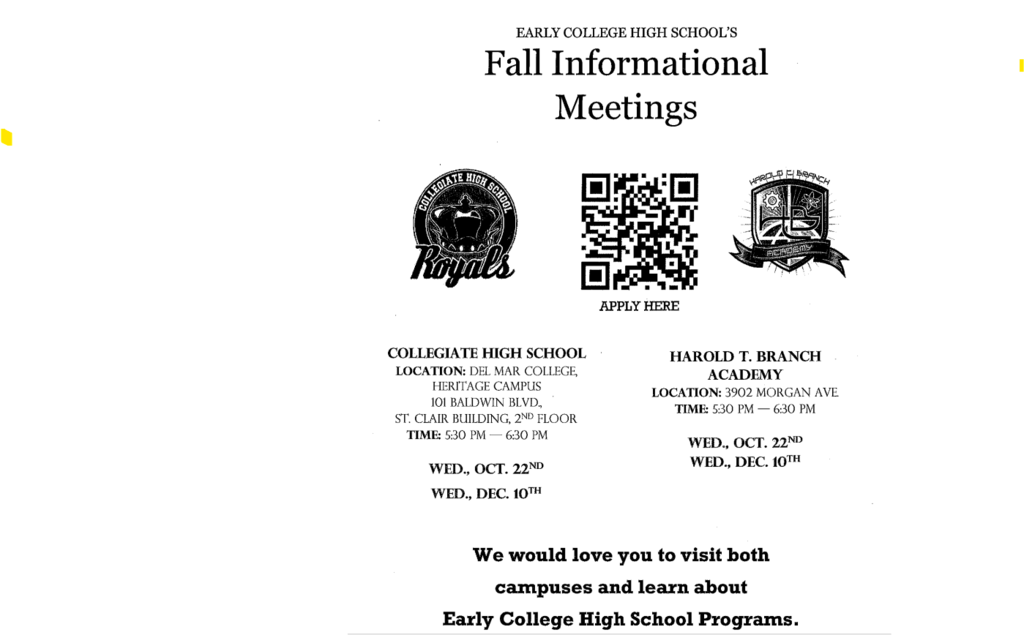Early College Informational meetings
