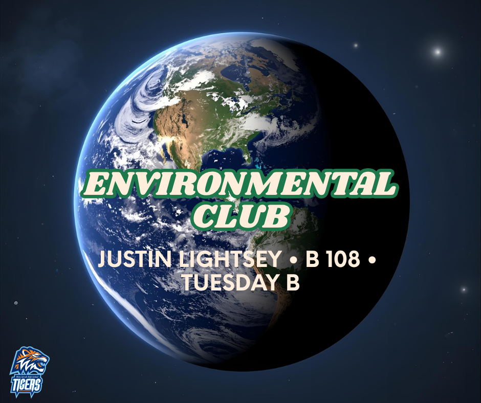 Environmental Club: View of Earth from space with text promoting Environmental Club.