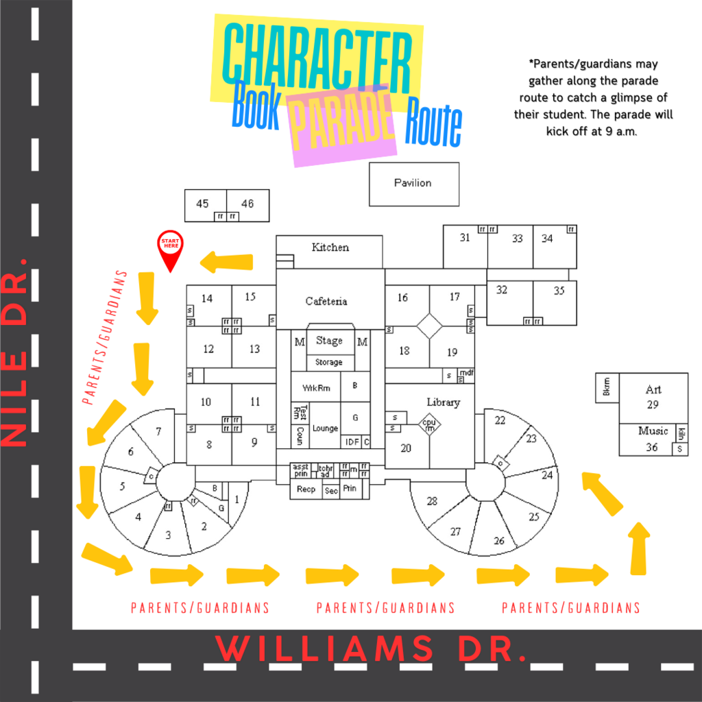 25-26 Book Character Parade Route