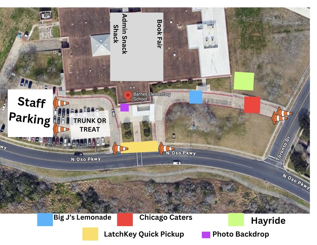 Barnes Elementary visual layout for Trunk or Treat