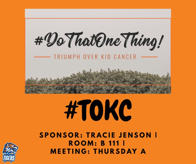 Alt Text: Orange background with #DoThatOneThing banner and TOKC meeting information.