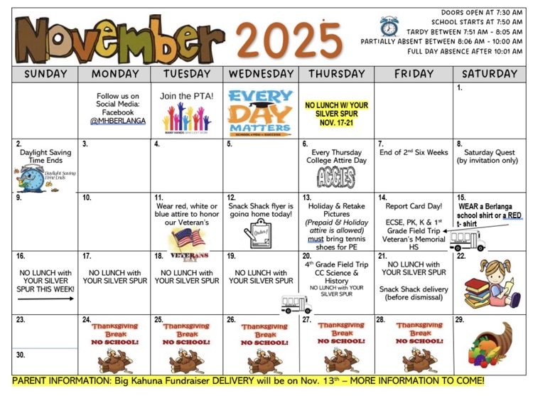 November Parent Calendar