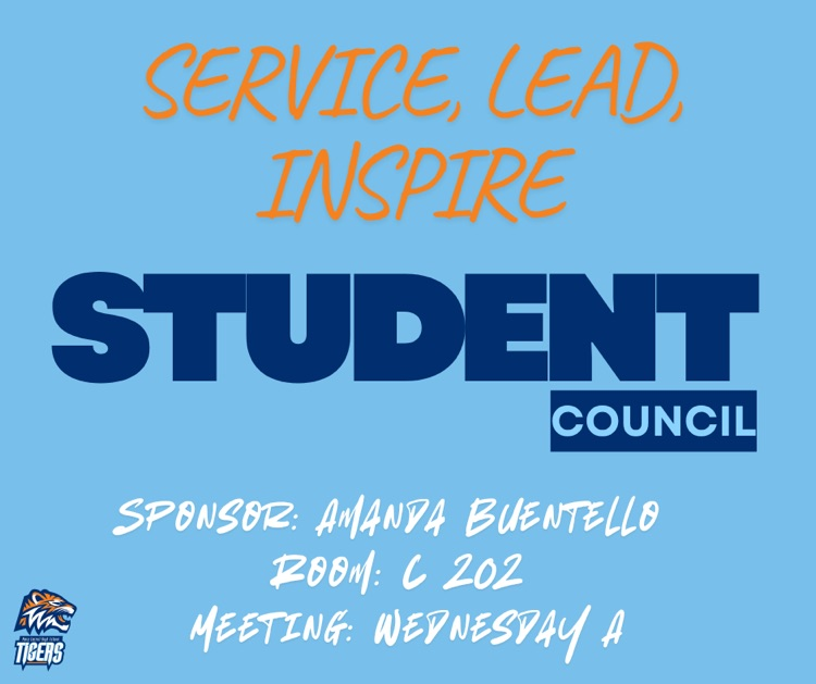 Alt Text: Student Council crest with anchor and Tiger logo on a blue background.