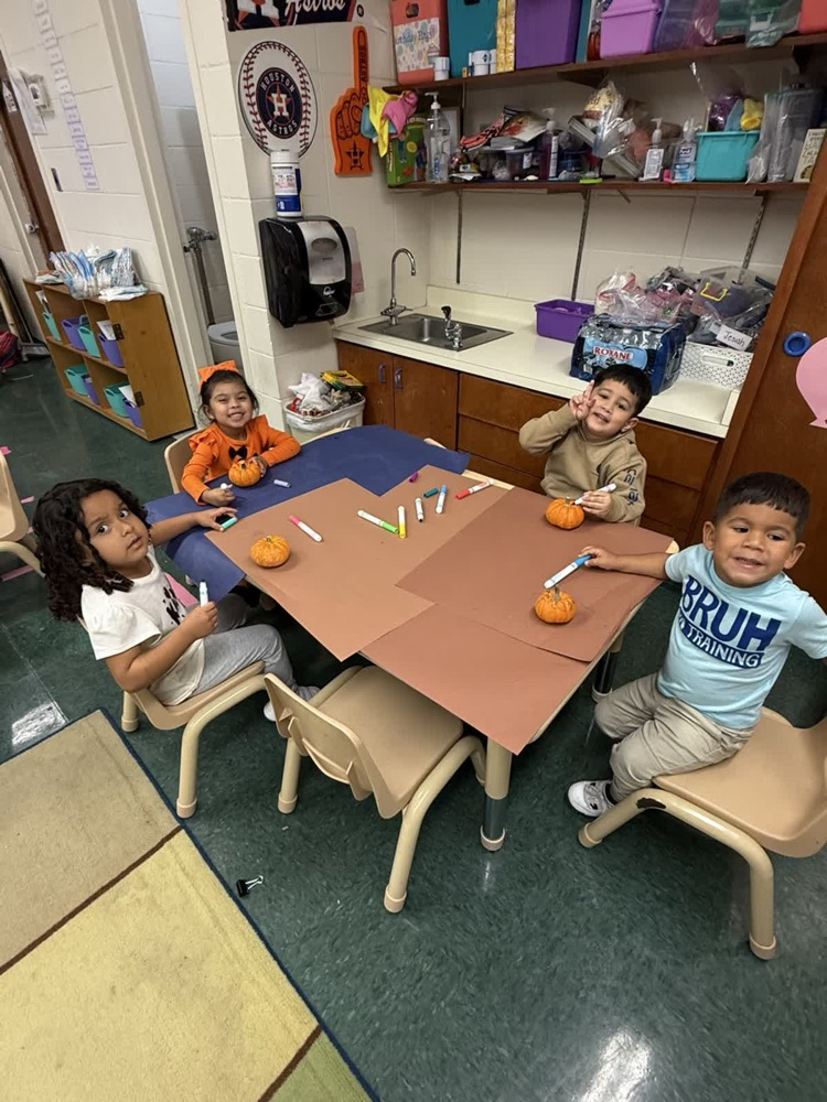We decorated pumpkins! Thanks to the Prek staff every kid in Prek and ECSE will go home with a mini pumpkin!