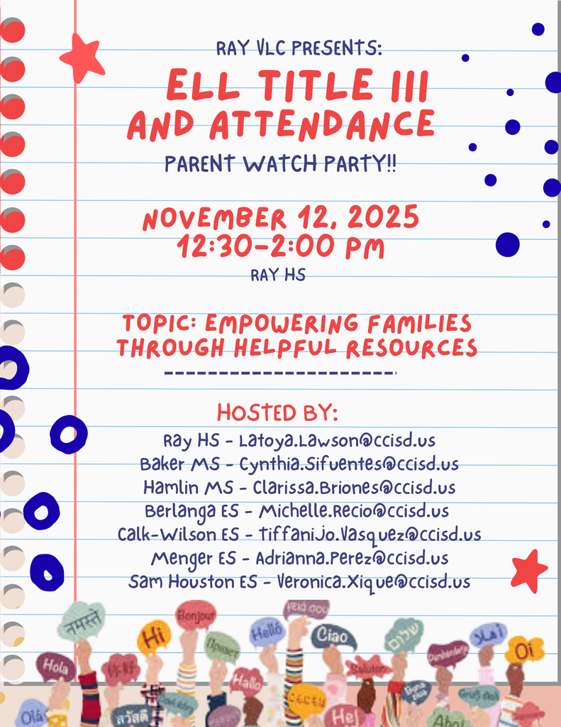 ELL Title III and Attendance Parent Meeting Nov. 12 @ Ray HS