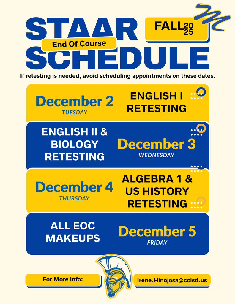 Staar schedule for December