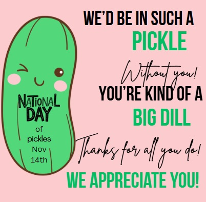 🥒 Happy National Pickle Day! 💚 We celebrated today with a little crunch! A huge thank you to our awesome Eaglettes for providing the yummy pickles for our staff to enjoy! They were the perfect briny treat! 😋 Hope everyone had a dill-lightful day!