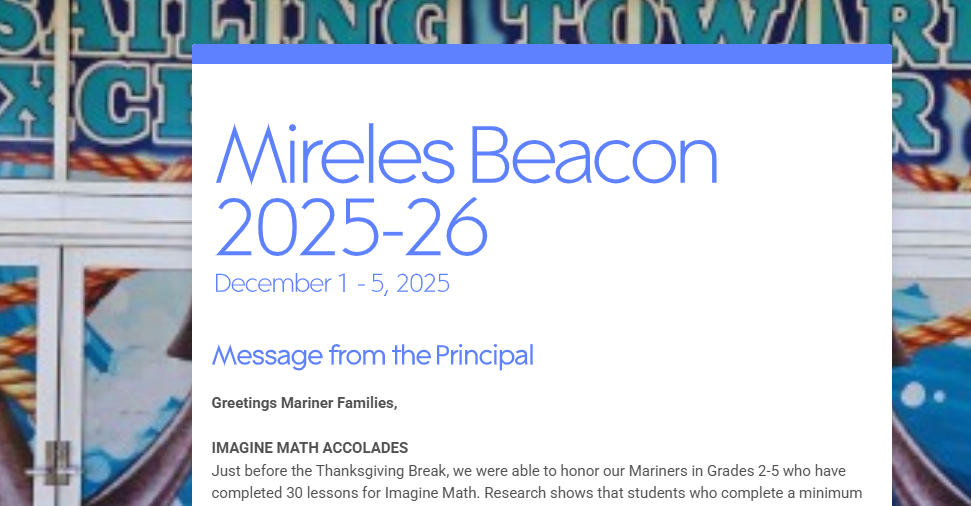 Mireles Weekly Beacon for December 1 - 5