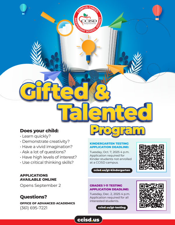 Gifted and Talented Program Application Flyer (English)(Spanish)