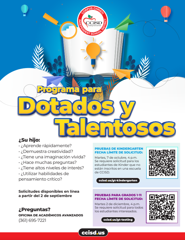 Gifted and Talented Program Application Flyer (English)(Spanish)