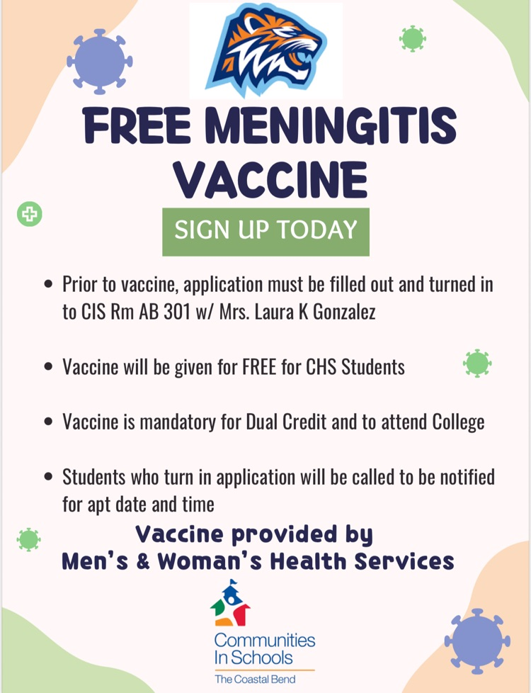 Alt text: Free meningitis vaccine clinic flyer.