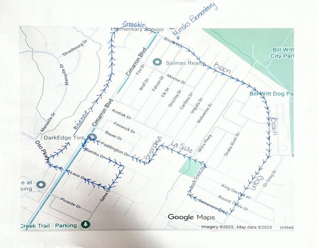 Mireles Staff Holiday Caroling Route Map
