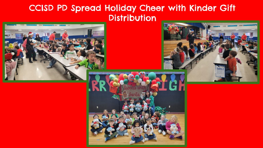 CCISD PD Visit Mireles Kindergarteners on behalf of Santa