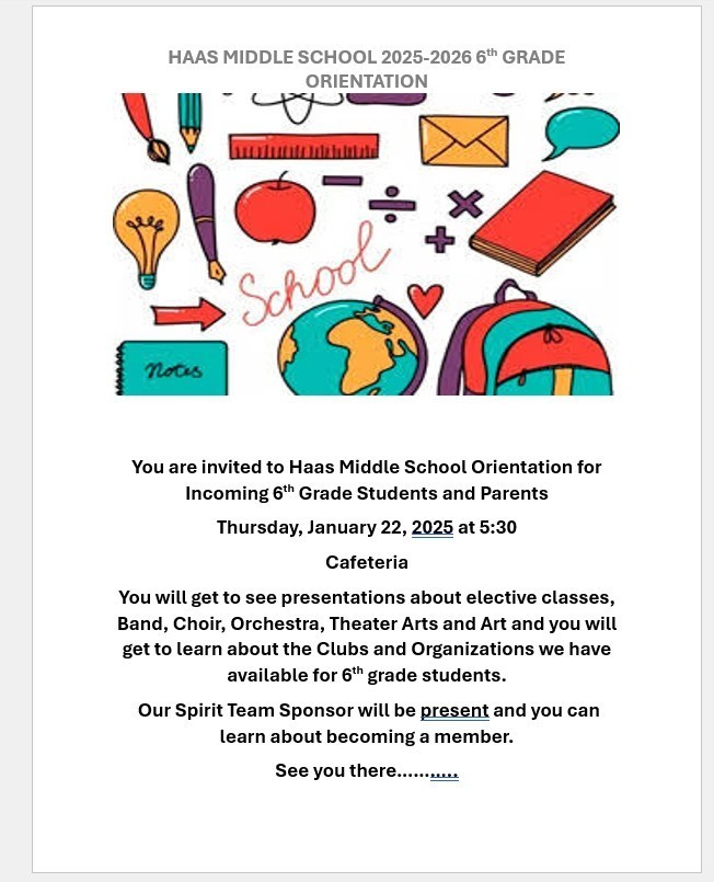 6th Grade Orientation
