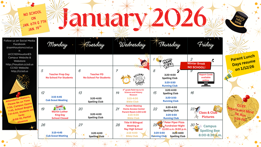 January Parent Calendar.