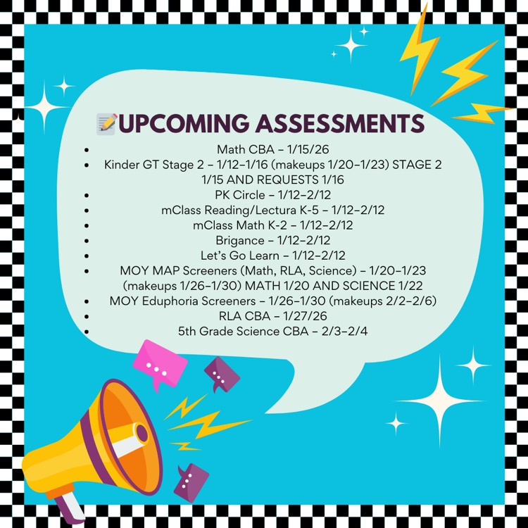 Upcoming Assessments