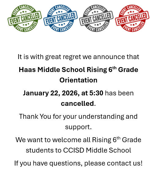 Haas Event Cancelled