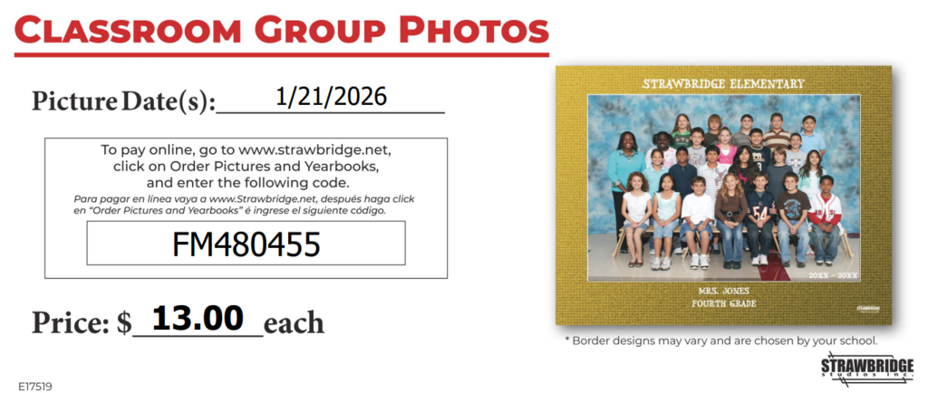 Classroom Pictures Announcement