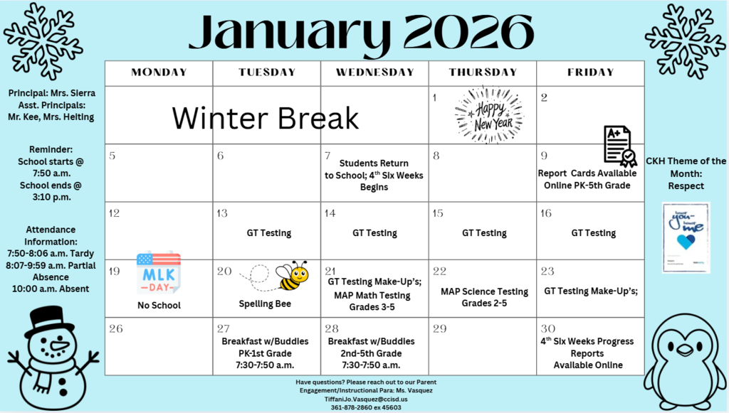 January Parent Calendar