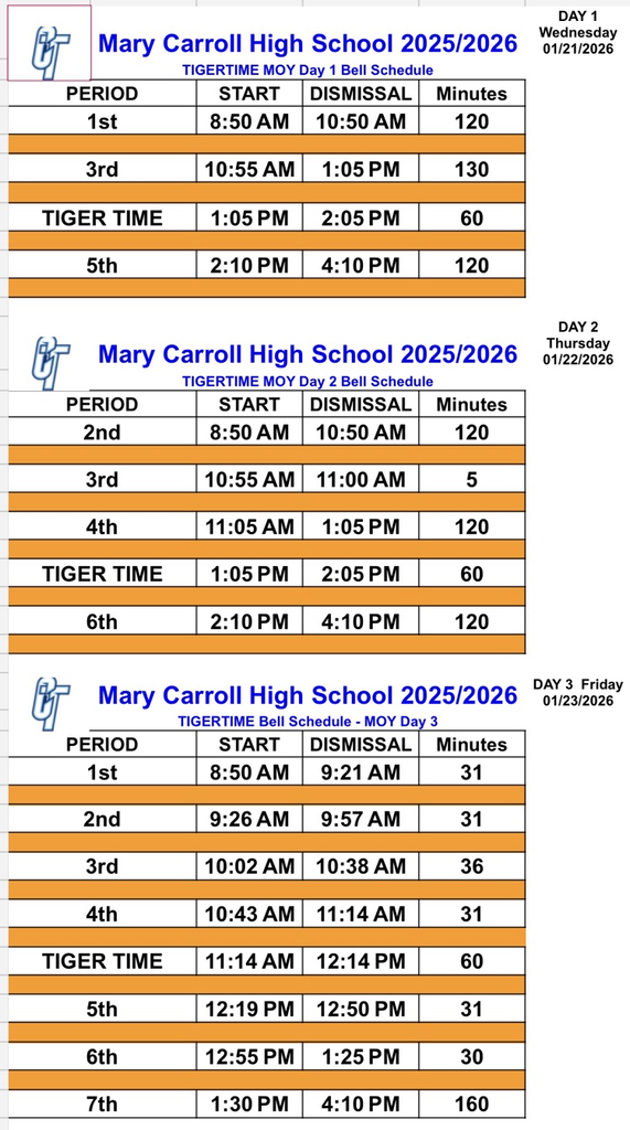 adjusted testing bell schedule