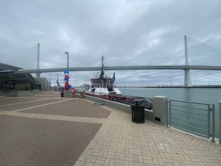 ship docked at the expo