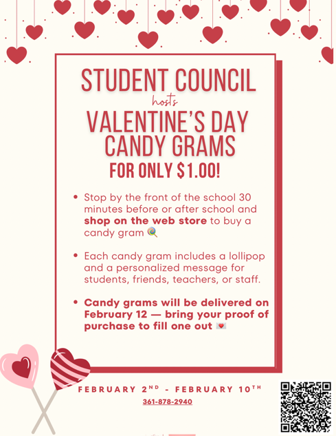 Student Council Valentine's Candy Gram Sale $1.00