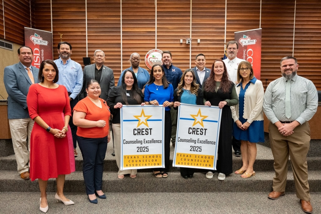 Adkins Middle School and Cullen Place Elementary School counselors recognized for receiving CREST Award