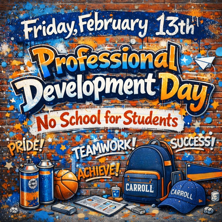 Friday, February 13th = Professional Development Day Our staff is leveling up so we can keep delivering for our Tigers. 💙🧡  Students, enjoy the day off. We’ll see you back ready to roll on Monday. 