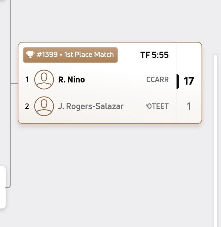 Carroll wrestler executes a takedown during a state championship match as the crowd watches in the background.