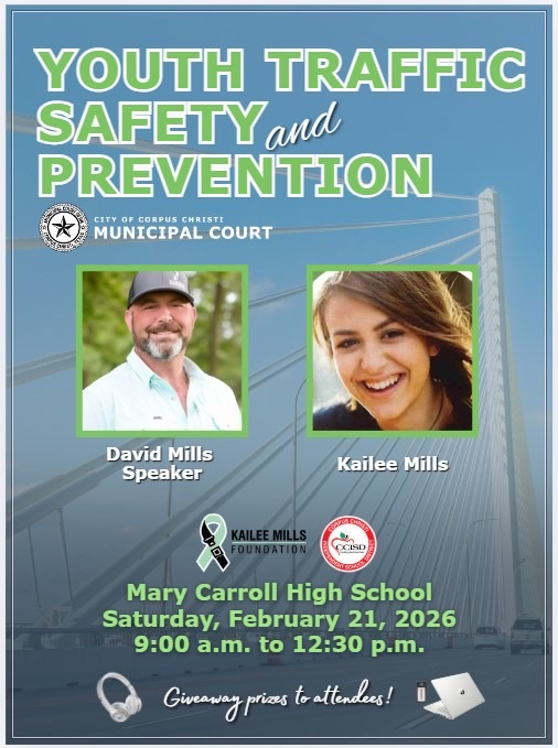 Flyer promoting Youth Traffic Safety and Prevention event at Mary Carroll High School on Saturday, February 21, 2026,