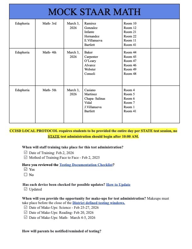 25-26 CTC Testing Plan - MOCK STAAR