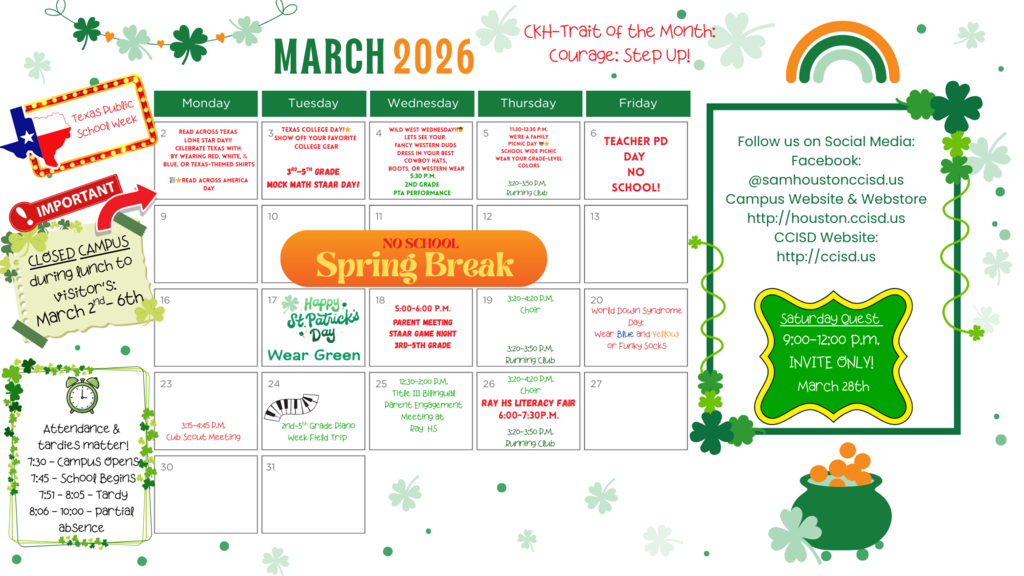 March Parent Calendar.