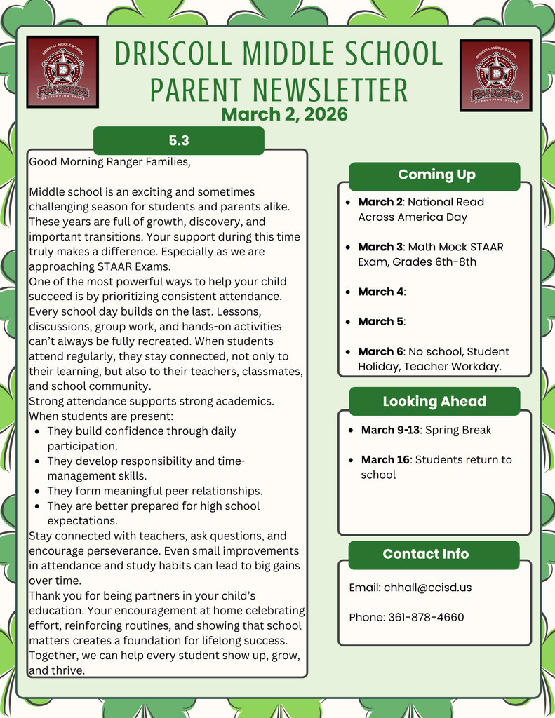 Parent Newsletter 3-2-26