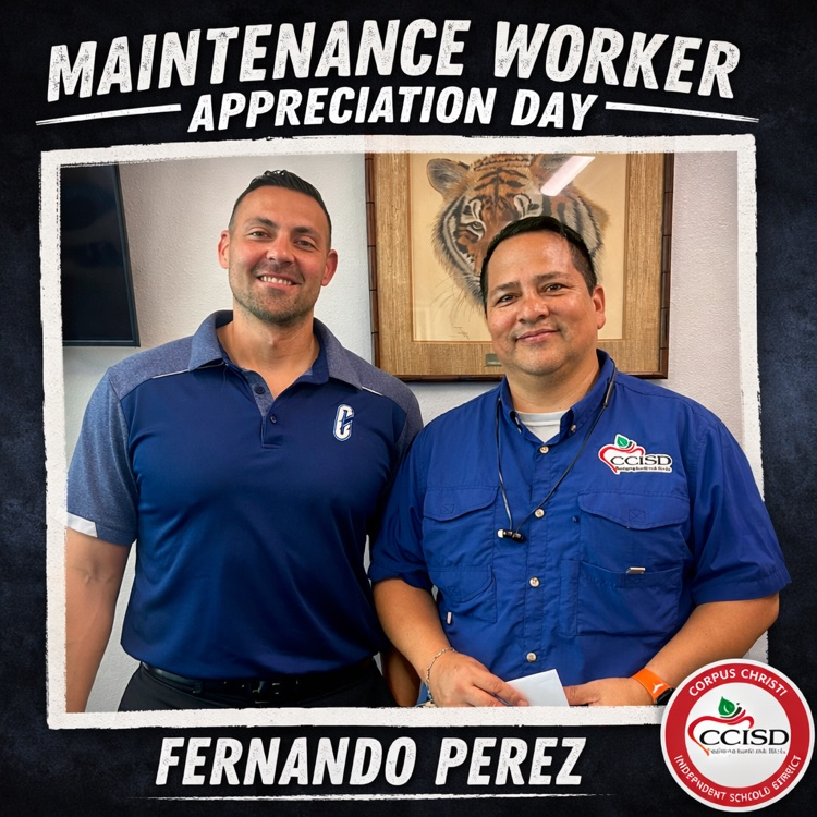 Alt text: Fernando Perez being recognized at Carroll High School for Maintenance Worker Appreciation Day.