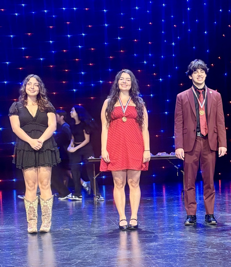 WAlt text: Carroll High School One Act Play cast and crew on stage celebrating their placement and awards for Blood Wedding. 🎭