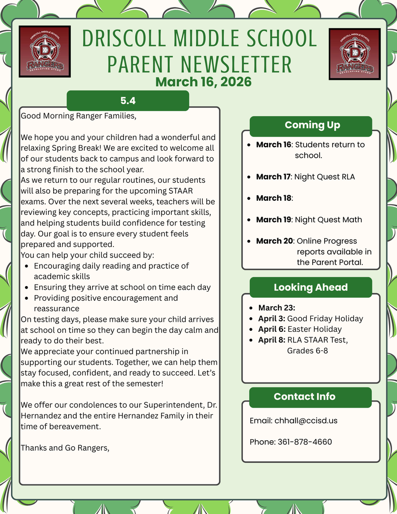 Parent Newsletter 3-16-26