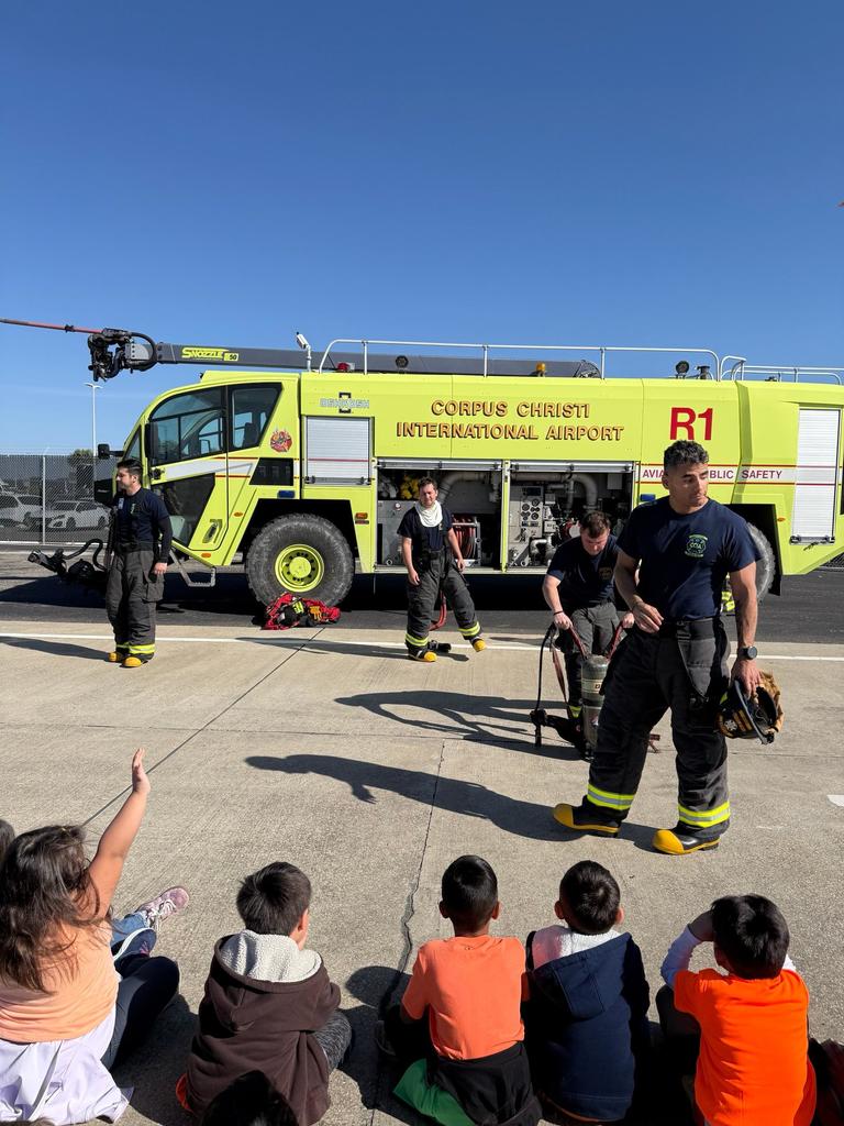 Mariners learn about fire safety at the airport