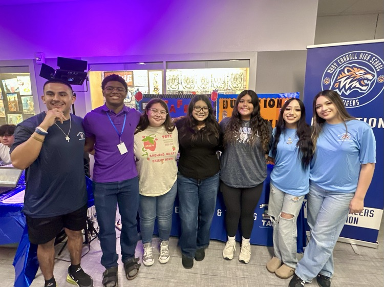 Photos from Tiger Cub Camp showing incoming freshmen exploring campus, meeting student groups, participating in activities, and experiencing a welcoming, high-energy environment at Carroll High School