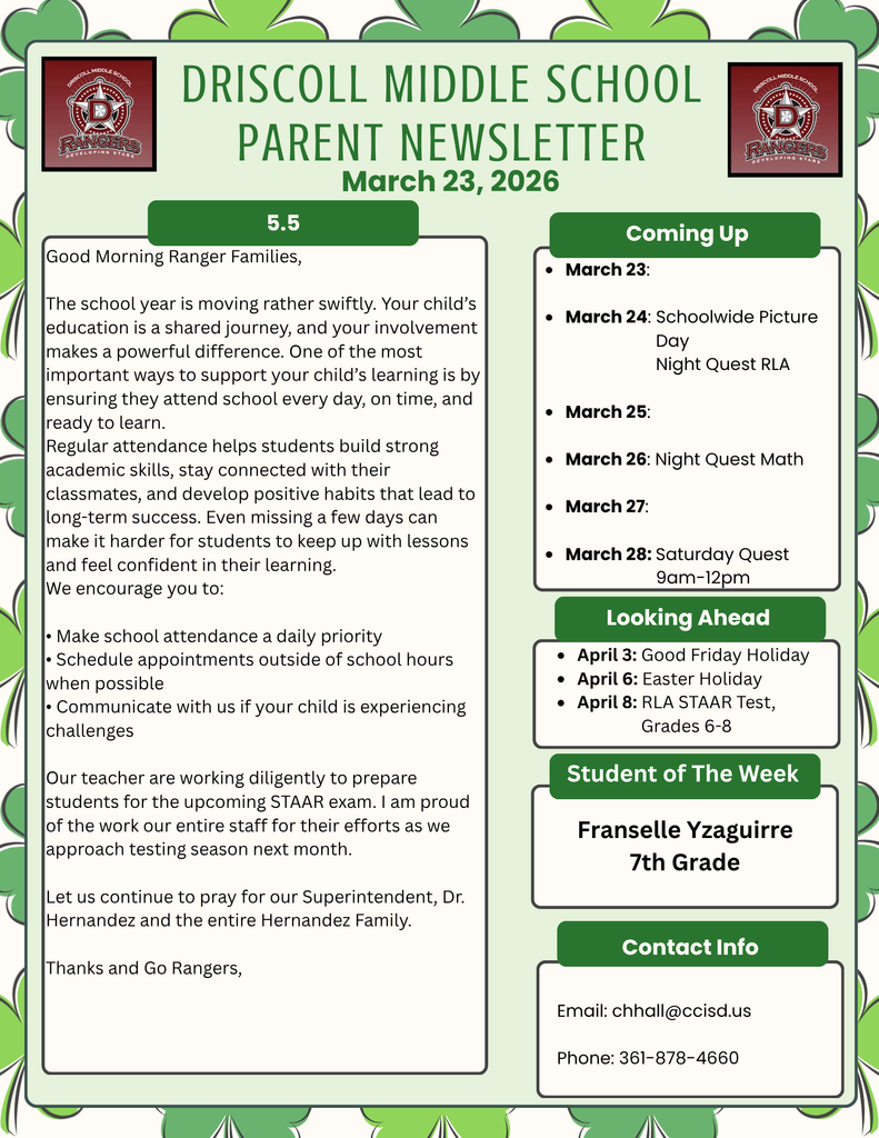 Parent Newsletter 3-23-26