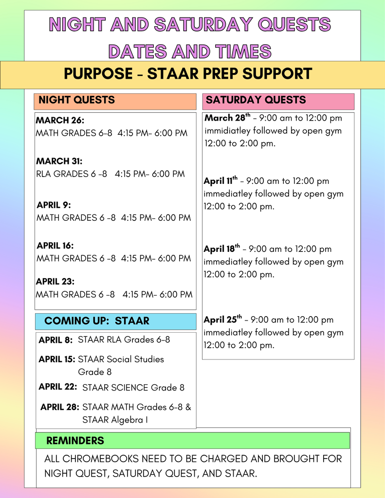 Night and Saturday Quest Information 2026