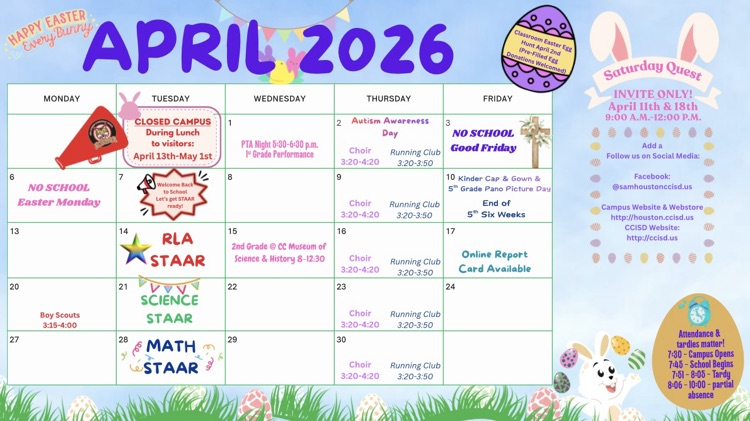 April Parent Calendar.