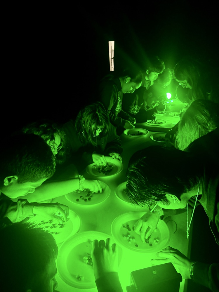 theater tech students with candy and lighting 