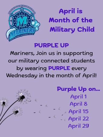 Purple Up flyer for Month of the Military Child