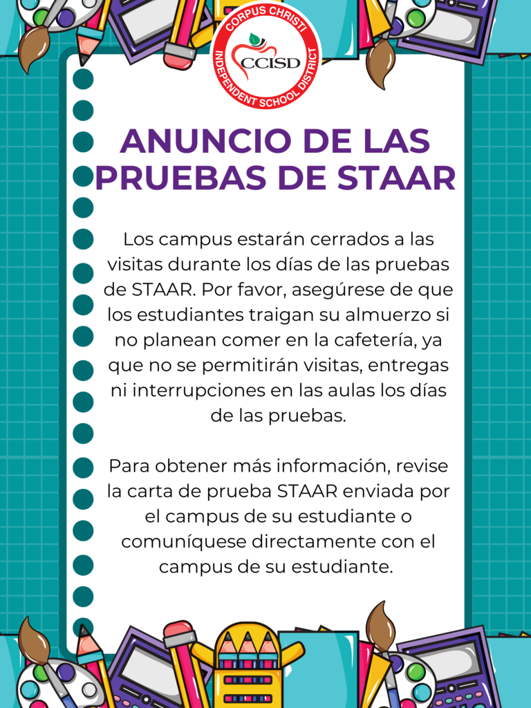 STAAR Testing Announcement - Spanish