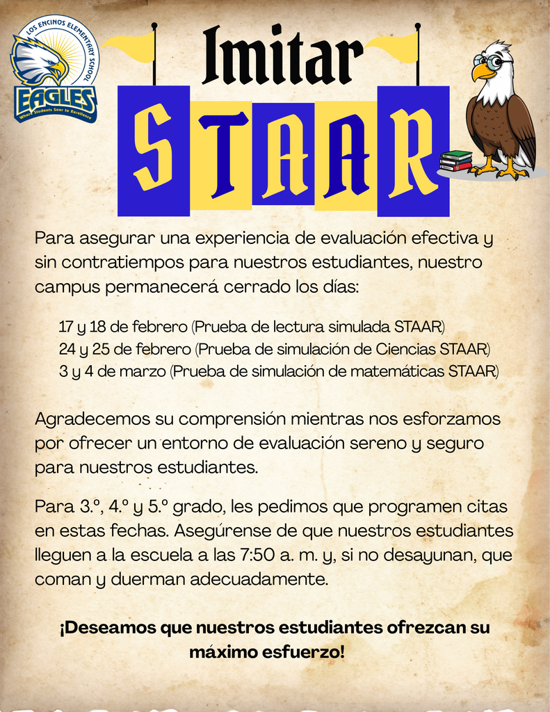 STAAR Testing Notice SPN